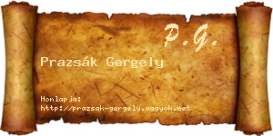 Prazsák Gergely névjegykártya